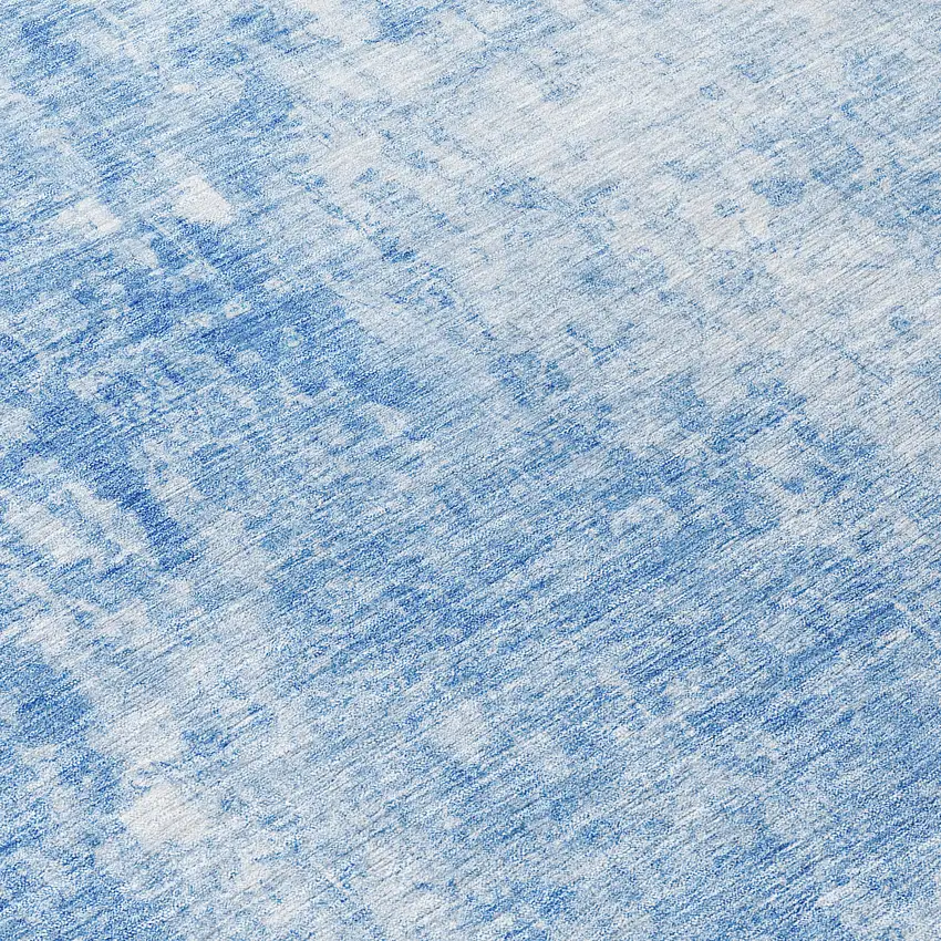 8' Denim Blue And Ivory Round Abstract Washable Indoor Outdoor Area Rug Photo 8