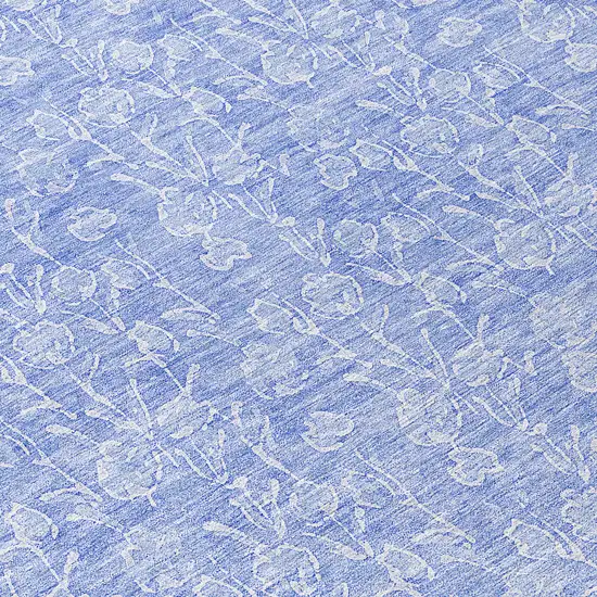 8' Denim Blue And Ivory Round Floral Washable Indoor Outdoor Area Rug Photo 8
