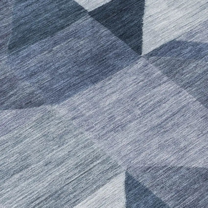 8' Denim Blue And Ivory Round Geometric Washable Indoor Outdoor Area Rug Photo 9