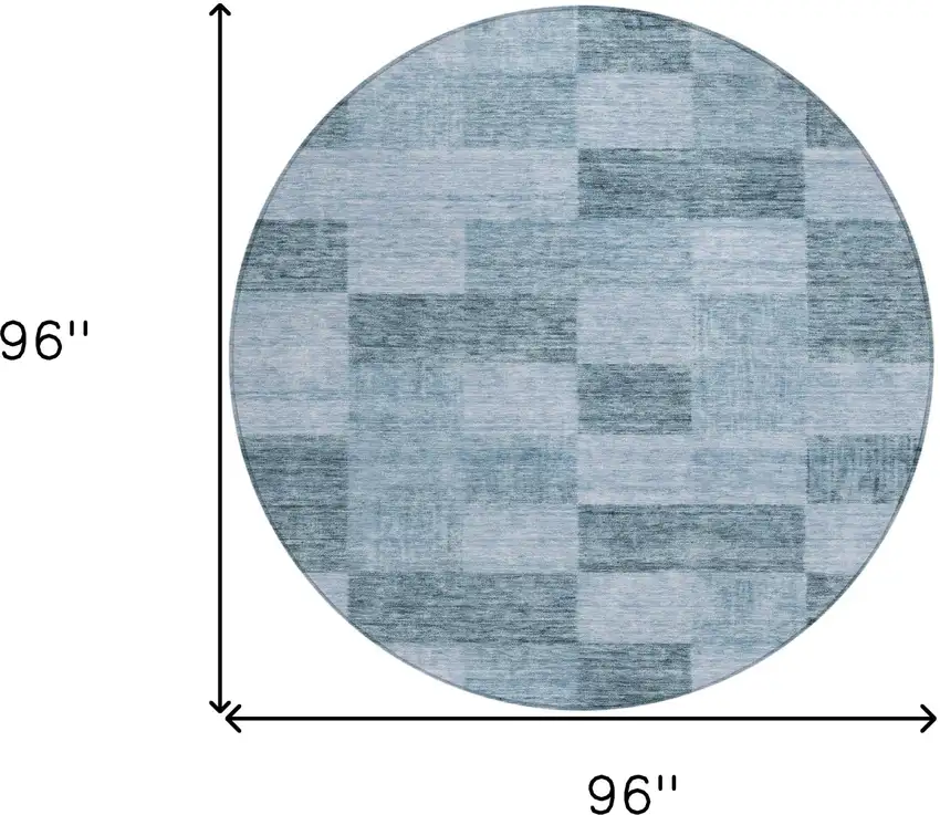 8' Denim Blue And Light Blue Round Geometric Washable Indoor Outdoor Area Rug Photo 9
