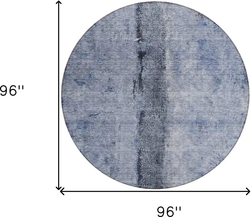 8' Denim Blue And Navy Blue Round Abstract Washable Indoor Outdoor Area Rug Photo 3