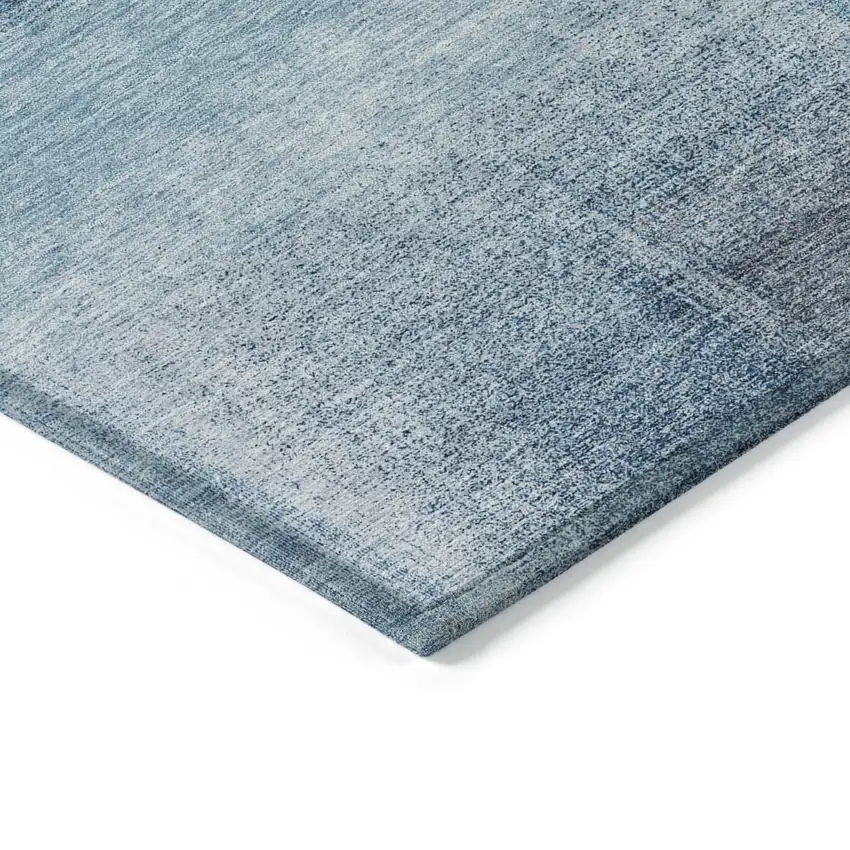 8' Denim Blue And Navy Blue Round Abstract Washable Indoor Outdoor Area Rug Photo 3