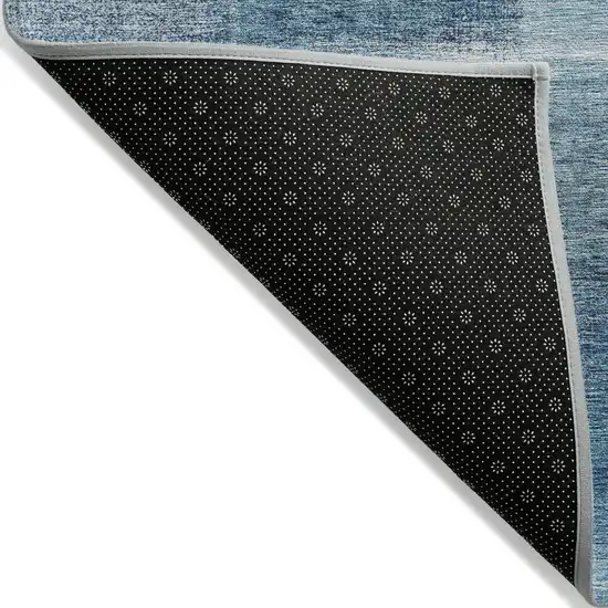 8' Denim Blue And Navy Blue Round Abstract Washable Indoor Outdoor Area Rug Photo 2