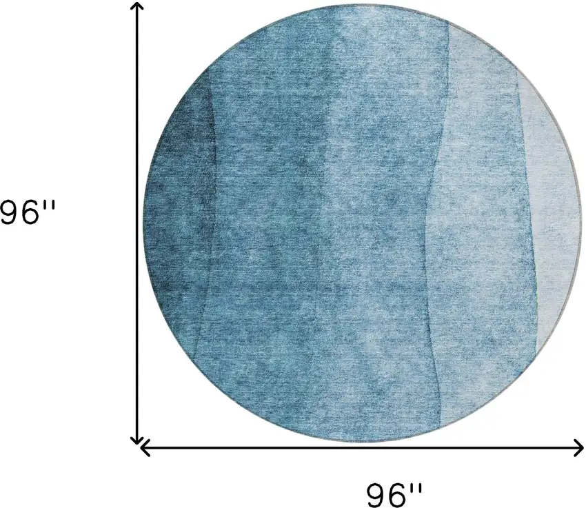 8' Denim Blue And Navy Blue Round Ombre Washable Indoor Outdoor Area Rug Photo 7