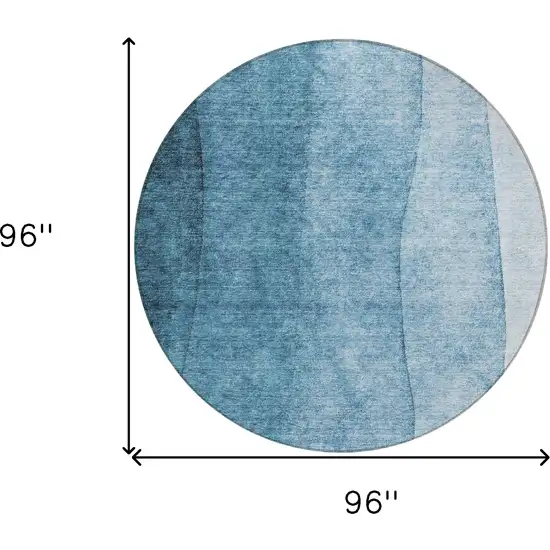 8' Denim Blue And Navy Blue Round Ombre Washable Indoor Outdoor Area Rug Photo 7