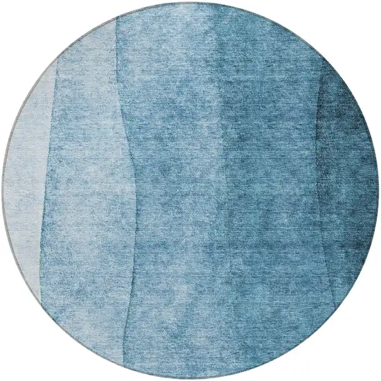 8' Denim Blue And Navy Blue Round Ombre Washable Indoor Outdoor Area Rug Photo 4