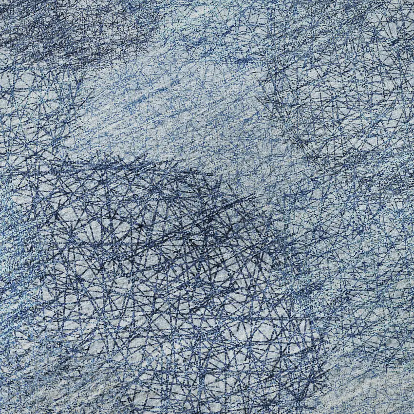 8' Denim Blue And Sky Blue Abstract Washable Round Rug With UV Protection Photo 8