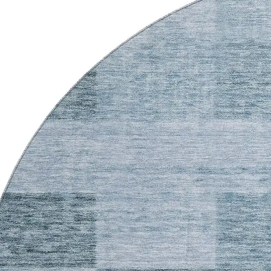 8' Denim Blue And Sky Blue Geometric Washable Round Rug With UV Protection Photo 2