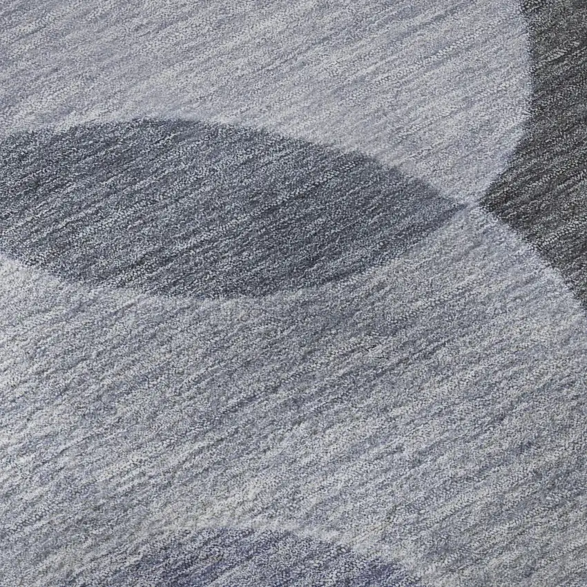 8' Denim Blue And Sky Blue Geometric Washable Round Rug With UV Protection Photo 8