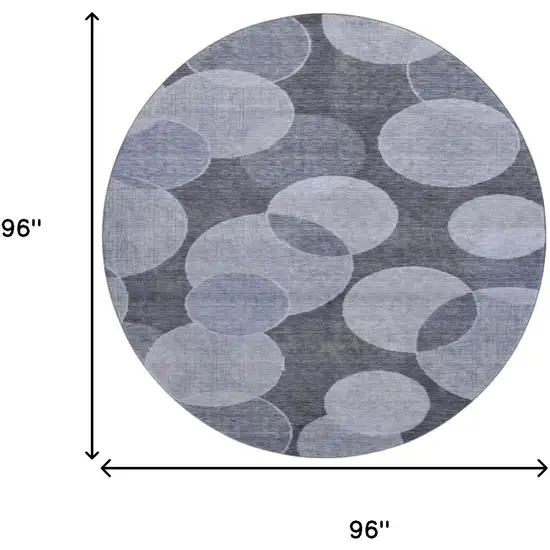 8' Denim Blue And Sky Blue Geometric Washable Round Rug With UV Protection Photo 9