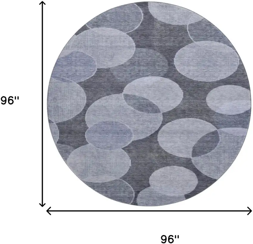 8' Denim Blue And Sky Blue Geometric Washable Round Rug With UV Protection Photo 9