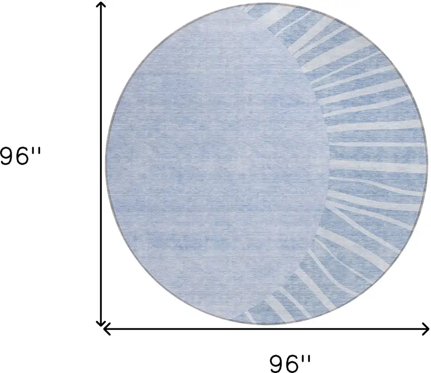 8' Denim Blue And Sky Blue Round Abstract Washable Indoor Outdoor Area Rug Photo 3
