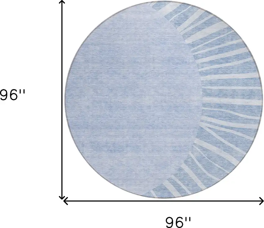 8' Denim Blue And Sky Blue Round Abstract Washable Indoor Outdoor Area Rug Photo 3