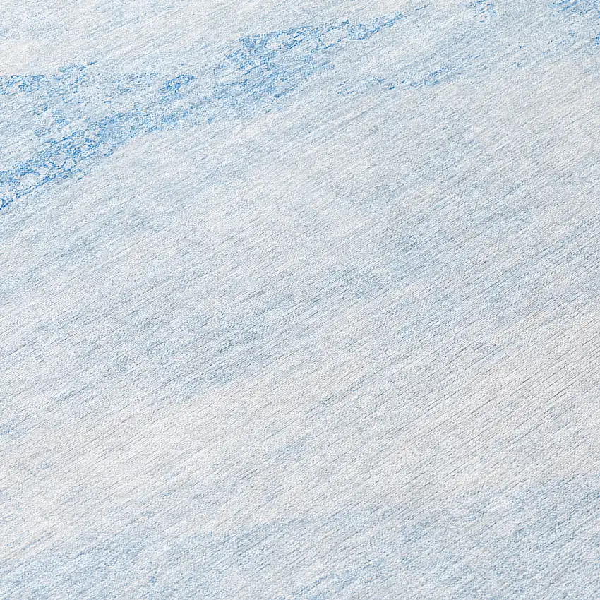 8' Denim Blue And Sky Blue Round Abstract Washable Indoor Outdoor Area Rug Photo 9