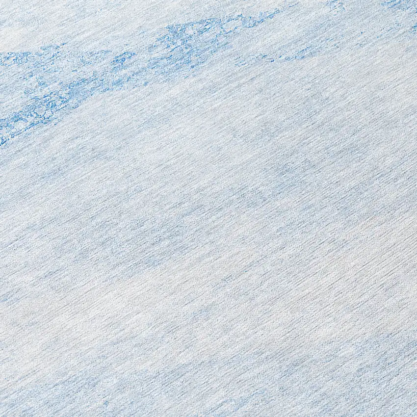 8' Denim Blue And Sky Blue Round Abstract Washable Indoor Outdoor Area Rug Photo 9