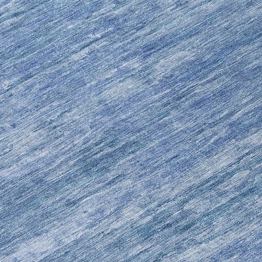 8' Denim Blue And Sky Blue Round Abstract Washable Indoor Outdoor Area Rug Photo 8