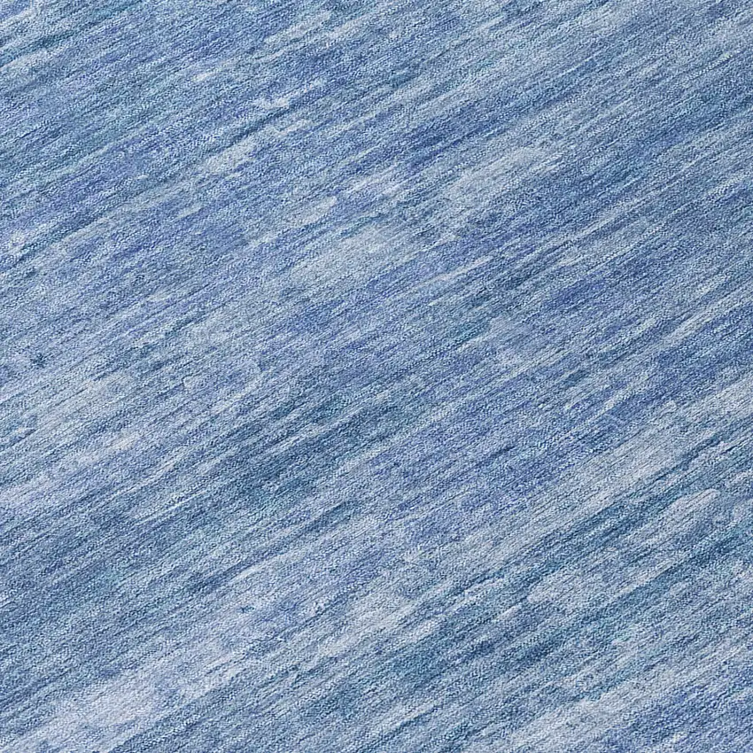 8' Denim Blue And Sky Blue Round Abstract Washable Indoor Outdoor Area Rug Photo 8
