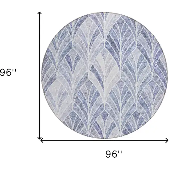 8' Denim Blue And Sky Blue Round Geometric Washable Indoor Outdoor Area Rug Photo 3