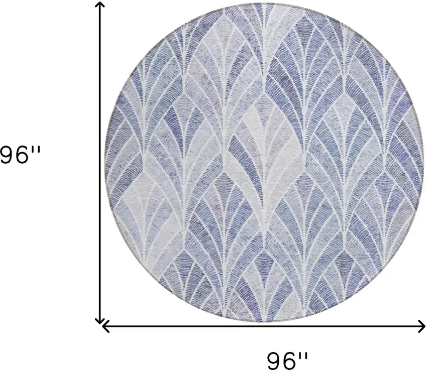 8' Denim Blue And Sky Blue Round Geometric Washable Indoor Outdoor Area Rug Photo 3