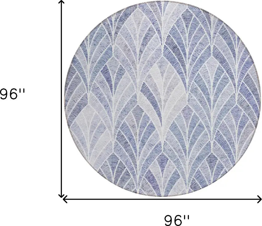 8' Denim Blue And Sky Blue Round Geometric Washable Indoor Outdoor Area Rug Photo 3