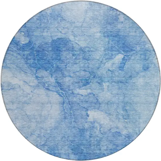 8' Denim Blue And Sky Blue Round Nautical Washable Indoor Outdoor Area Rug Photo 2
