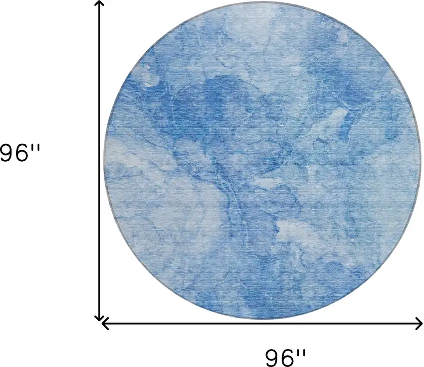 8' Denim Blue And Sky Blue Round Nautical Washable Indoor Outdoor Area Rug Photo 3