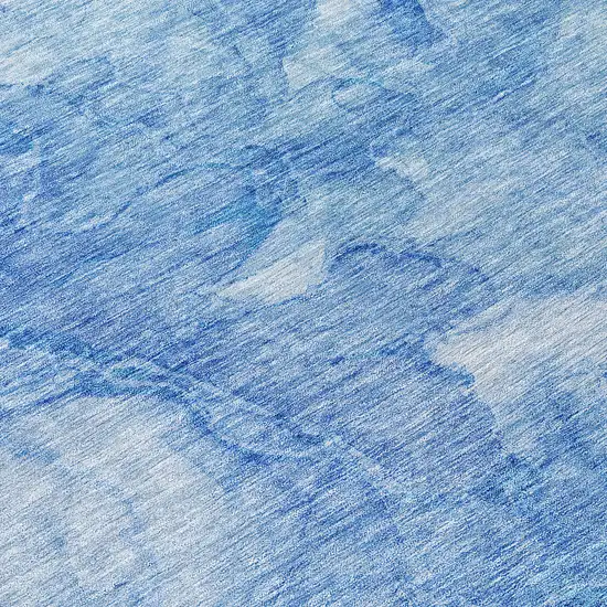 8' Denim Blue And Sky Blue Round Nautical Washable Indoor Outdoor Area Rug Photo 9