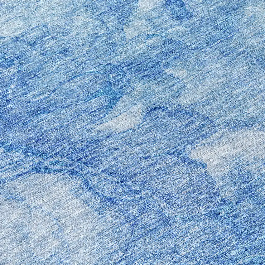 8' Denim Blue And Sky Blue Round Nautical Washable Indoor Outdoor Area Rug Photo 9