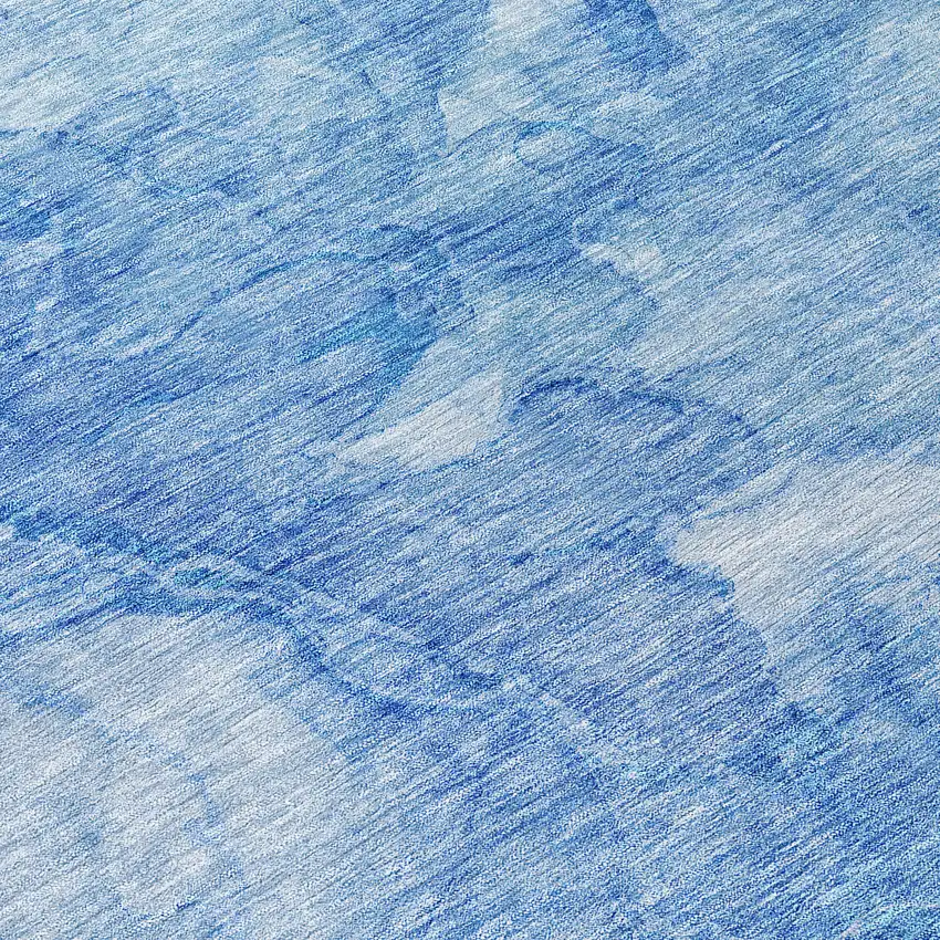 8' Denim Blue And Sky Blue Round Nautical Washable Indoor Outdoor Area Rug Photo 9