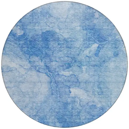 8' Denim Blue And Sky Blue Round Nautical Washable Indoor Outdoor Area Rug Photo 6