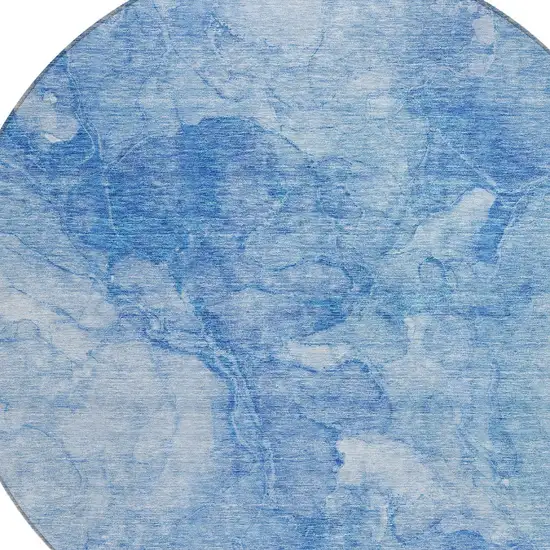 8' Denim Blue And Sky Blue Round Nautical Washable Indoor Outdoor Area Rug Photo 5