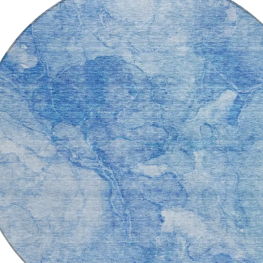 8' Denim Blue And Sky Blue Round Nautical Washable Indoor Outdoor Area Rug Photo 5