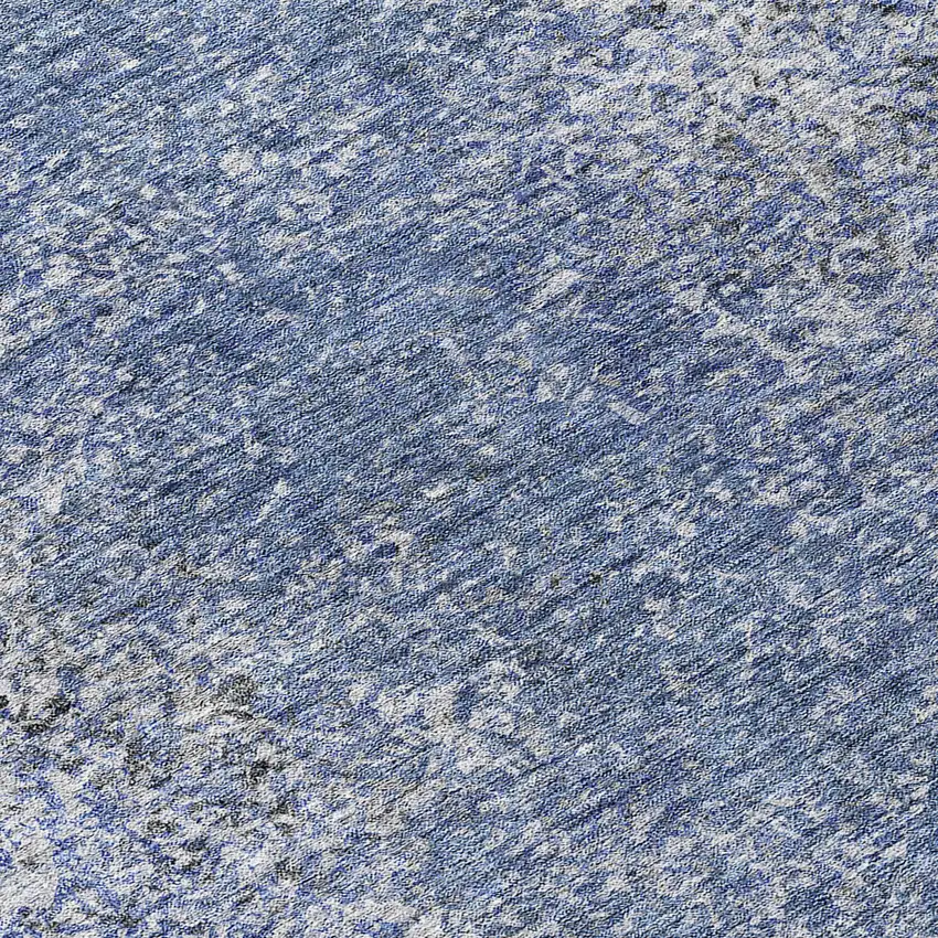8' Denim Blue And Sky Blue Round Oriental Washable Indoor Outdoor Area Rug Photo 8