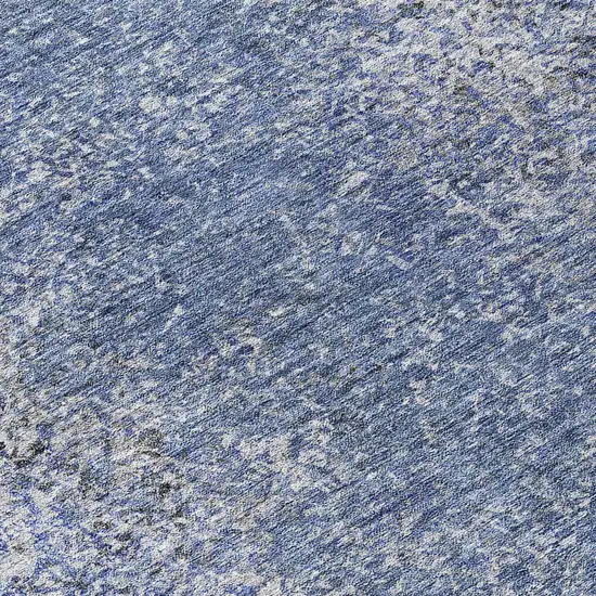8' Denim Blue And Sky Blue Round Oriental Washable Indoor Outdoor Area Rug Photo 8