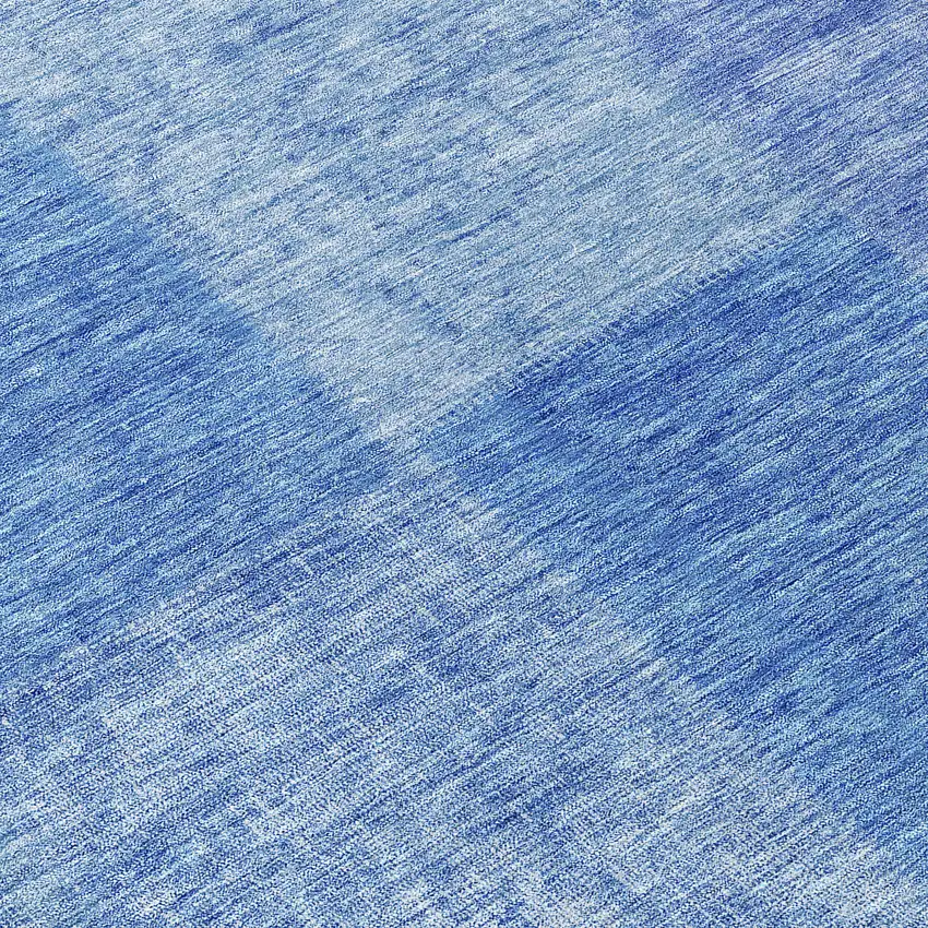 8' Denim Blue And Sky Blue Round Patchwork Washable Indoor Outdoor Area Rug Photo 9