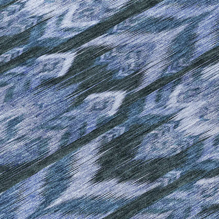 8' Denim Blue And Sky Blue Round Southwestern Washable Indoor Outdoor Area Rug Photo 8