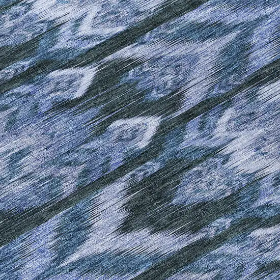 8' Denim Blue And Sky Blue Round Southwestern Washable Indoor Outdoor Area Rug Photo 8