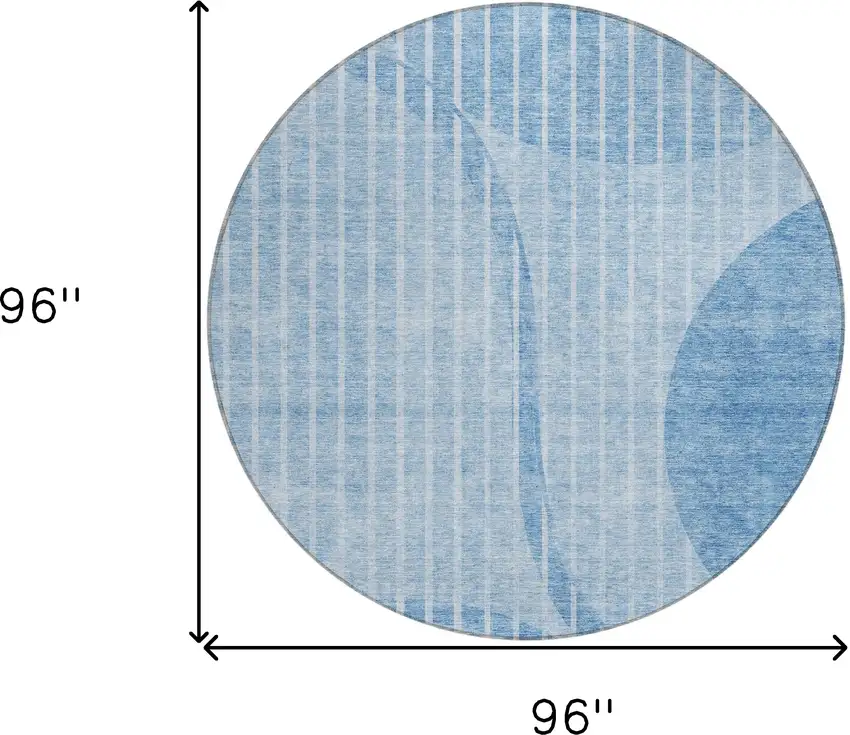8' Denim Blue And Sky Blue Round Striped Washable Indoor Outdoor Area Rug Photo 8