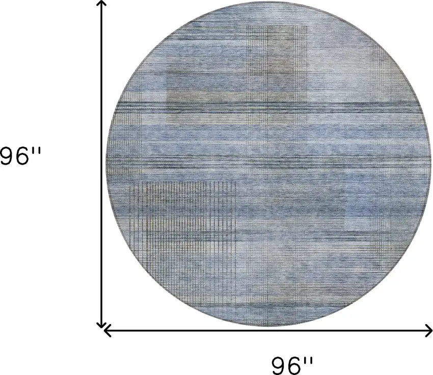8' Denim Blue And Sky Blue Round Striped Washable Indoor Outdoor Area Rug Photo 3