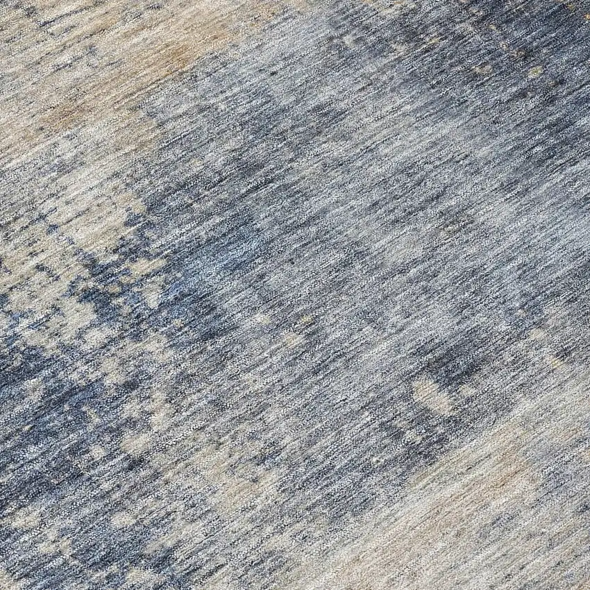 8' Denim Blue And Tan Round Abstract Washable Indoor Outdoor Area Rug Photo 8