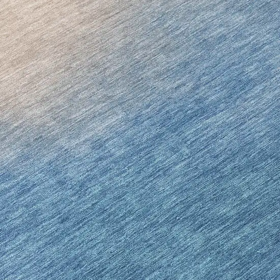 8' Denim Blue Beige And Cream Round Abstract Washable Indoor Outdoor Area Rug Photo 9