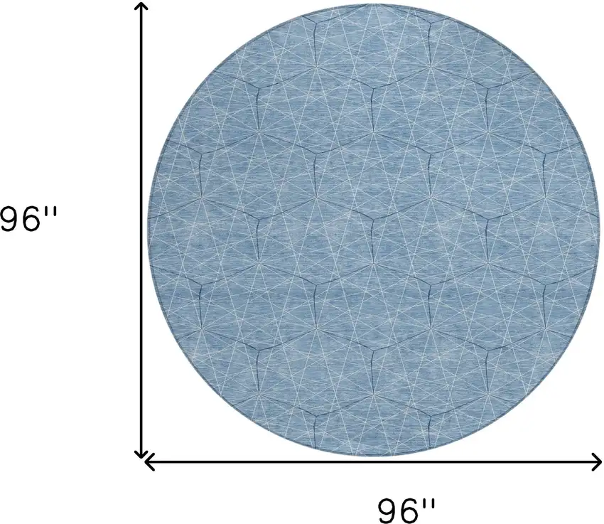 8' Denim Blue Black And Ivory Round Geometric Washable Indoor Outdoor Area Rug Photo 3