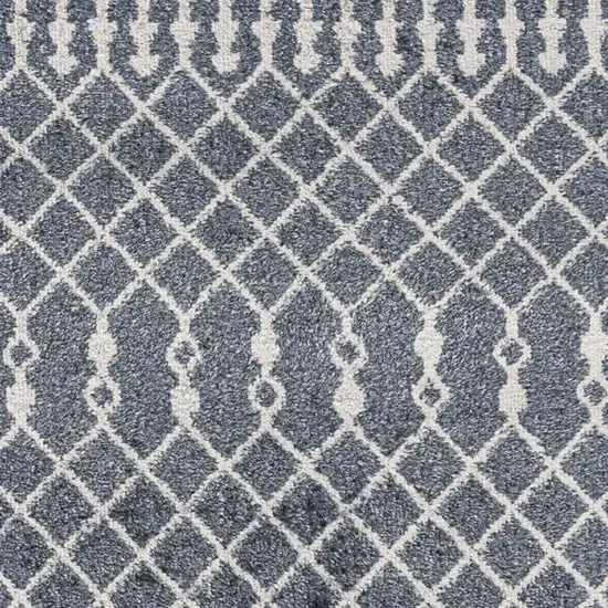 8' Denim Blue Geometric Runner Rug Photo 9
