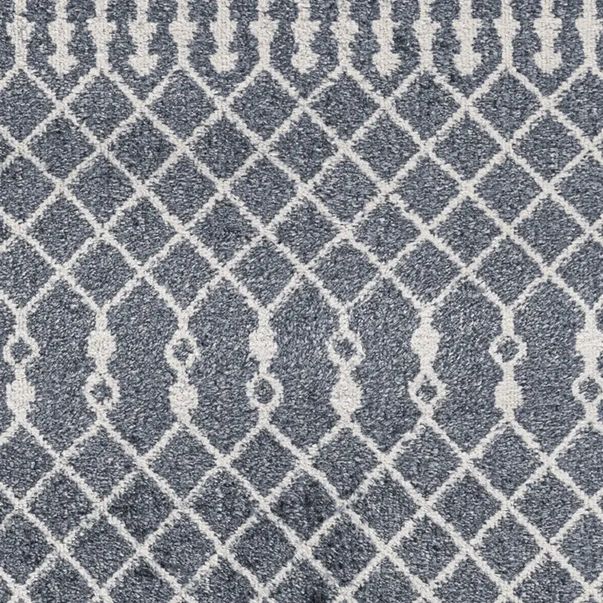 8' Denim Blue Geometric Runner Rug Photo 9