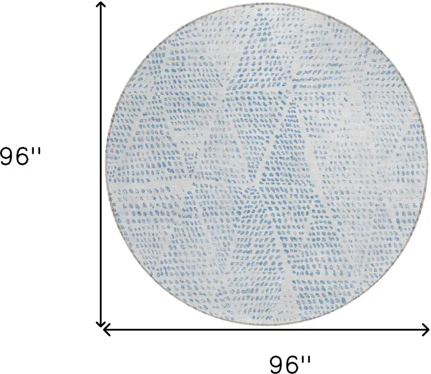 8' Denim Blue Ivory And Gray Round Geometric Washable Indoor Outdoor Area Rug Photo 3