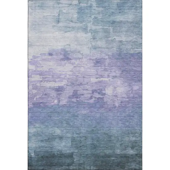 8' Denim Blue Lavender And Sky Blue Striped Washable Area Rug With UV Protection Photo 1