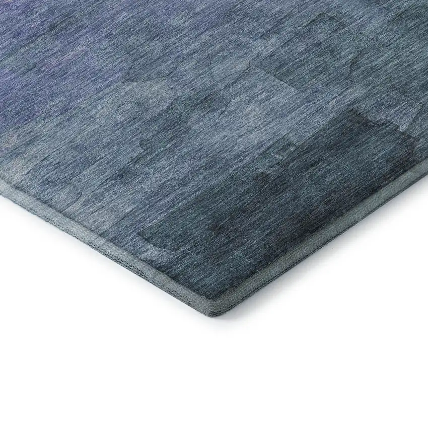 8' Denim Blue Lavender And Sky Blue Striped Washable Area Rug With UV Protection Photo 7