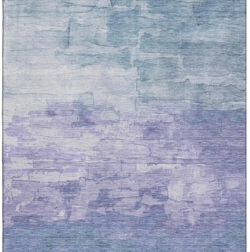 8' Denim Blue Lavender And Sky Blue Striped Washable Area Rug With UV Protection Photo 3