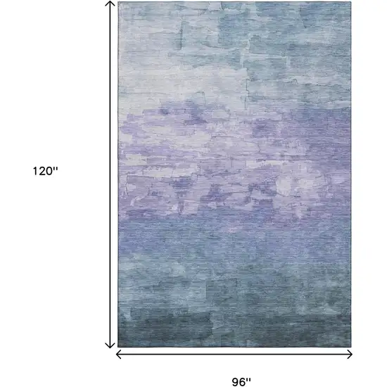 8' Denim Blue Lavender And Sky Blue Striped Washable Area Rug With UV Protection Photo 6