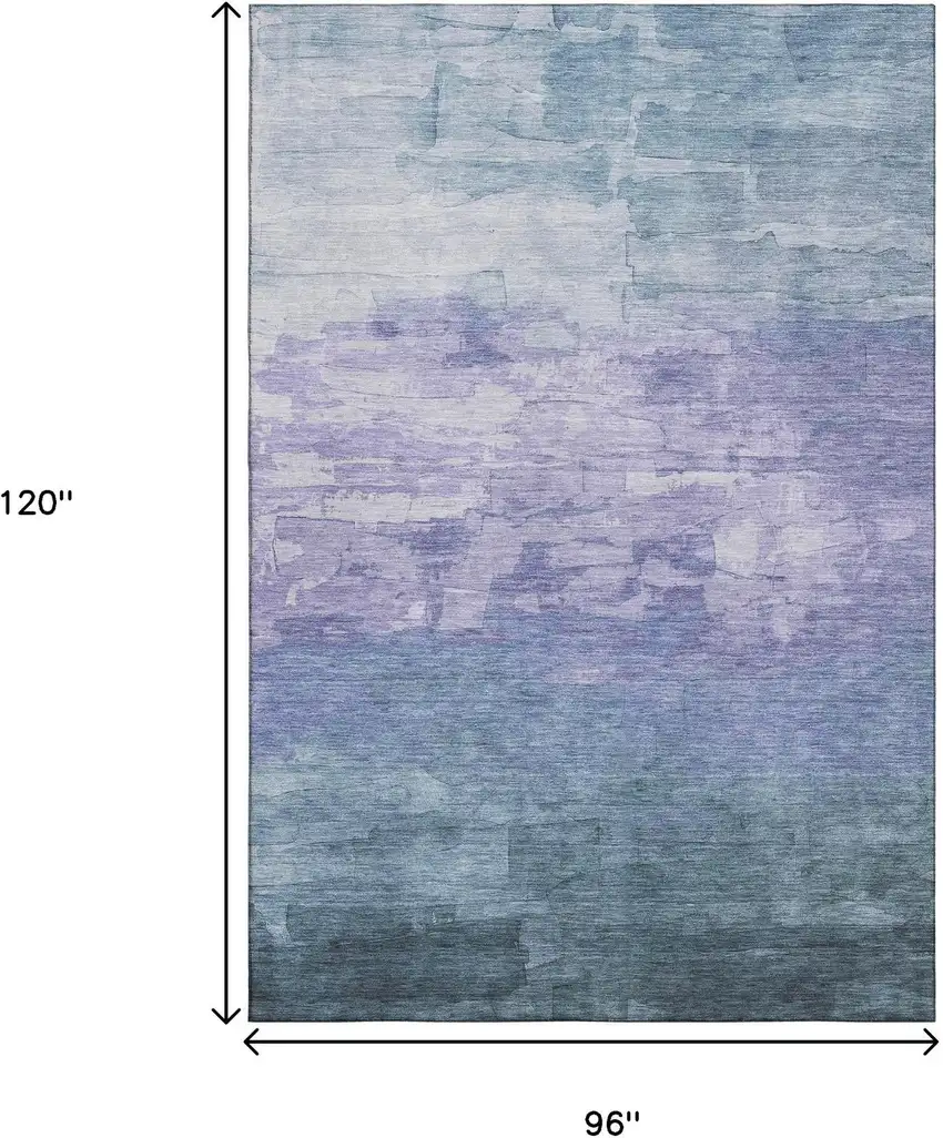 8' Denim Blue Lavender And Sky Blue Striped Washable Area Rug With UV Protection Photo 6